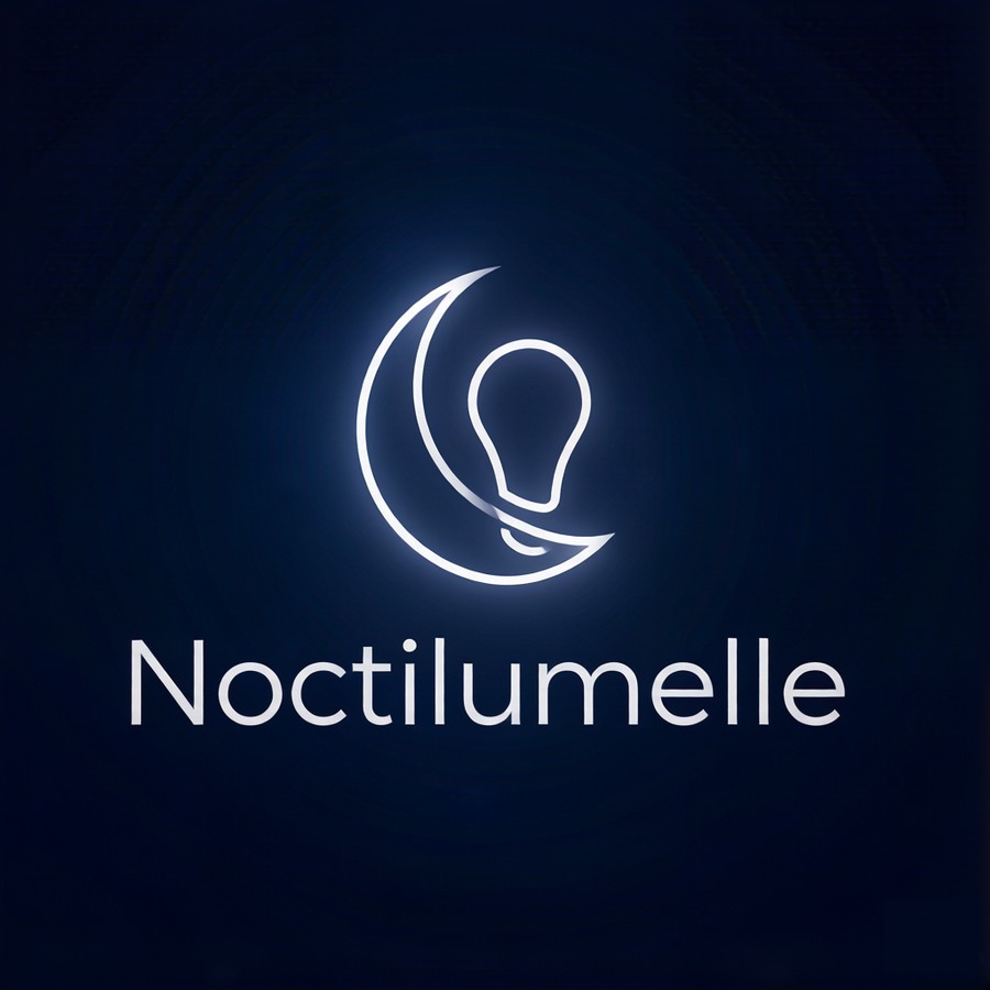 The Noctilumelle emblem — a crescent moon cradling a lightbulb